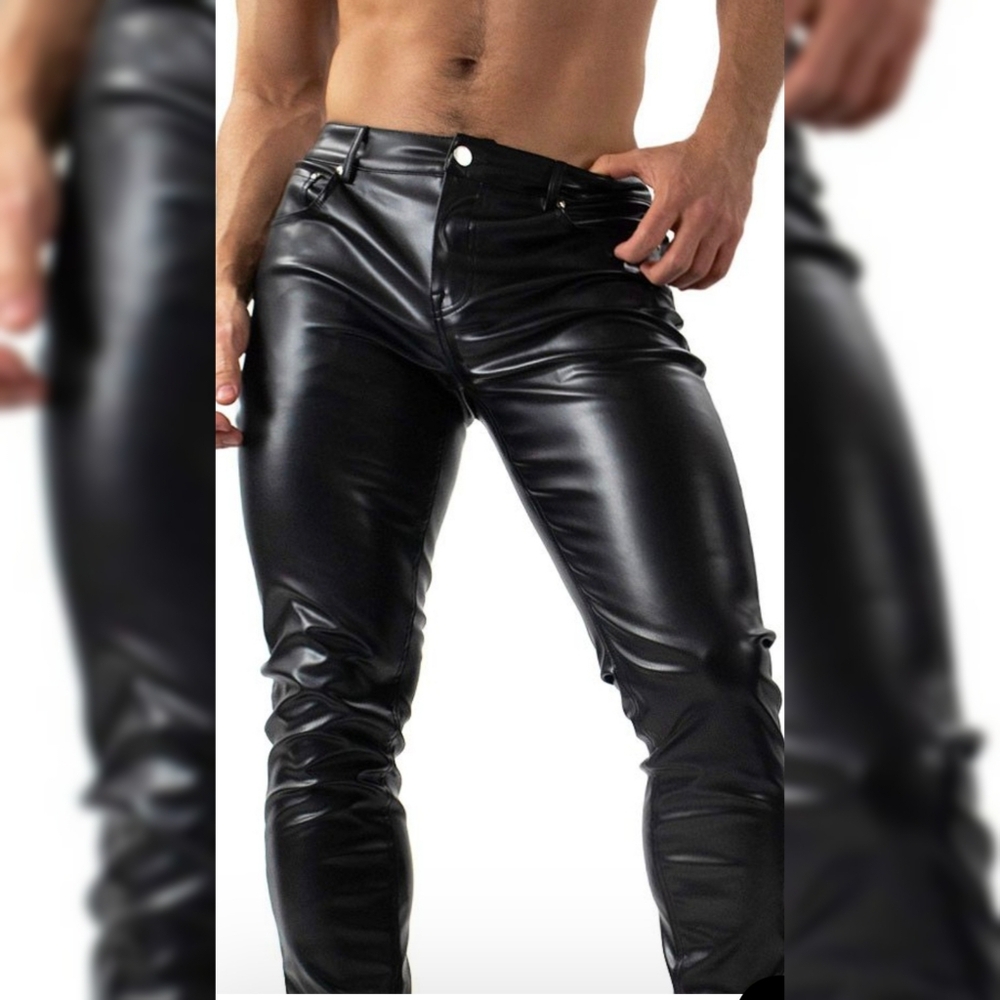 Nasty Pig , Black Pleather Mens Skin Tight Pants